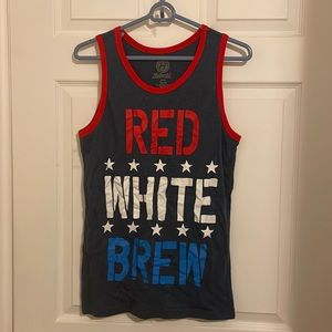 Red white and brew tank top